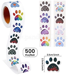 犬の足跡ステッカー500枚  粘着ステッカー  DIYの装飾用  ミックスカラー  53x28mm&nbsp;AJEW-DJ0004-18