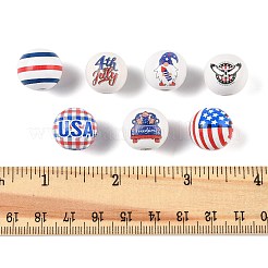 32 шт. 8 стили деревянных европейских бусин на тему Дня независимости WOOD-FP0001-03