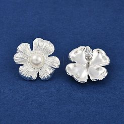Orecchini a bottone in ottone con fiori&nbsp;EJEW-Q391-24S