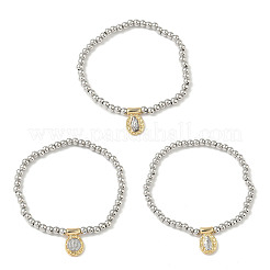 Браслеты из латуни с овалами и подвесками в виде Иисуса BJEW-B148-03A