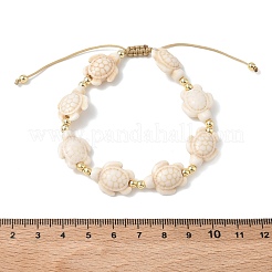 Verstellbare Armbänder aus geflochtenen Perlen aus synthetischem Türkis und nichtmagnetischem Hämatit&nbsp;BJEW-JB13731-01