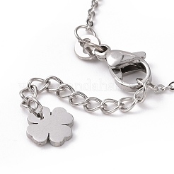 Bracciale a maglie a trifoglio in acciaio inossidabile 304 con ciondoli in perline di vetro per donna&nbsp;STAS-E154-08P