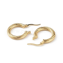 女性用真鍮溝リングフープピアス  長持ちメッキ  鉛フリー＆カドミウムフリー  18KGP本金メッキ  22x19.5x3mm  ピン：0.7~1.2x0.7mm&nbsp;EJEW-L234-087G