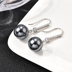 925 круглые серьги-подвески из стерлингового серебра с прозрачным кубическим цирконием EJEW-L300-07P