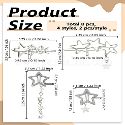 8 шт. 4 заколки для волос из сплава кожи аллигатора&nbsp;OHAR-LP0001-19
