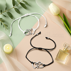 6 шт. двухцветные регулируемые браслеты из сплава и вощеного шнура для женщин&nbsp;AJEW-GO0002-60