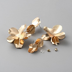 3d серьги-гвоздики из сплава с цветком в стиле панк для женщин&nbsp;EJEW-WH0001-52G