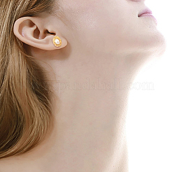 1 пара овальных сережек-гвоздиков из АБС-пластика с жемчугом&nbsp;EJEW-FI0002-21