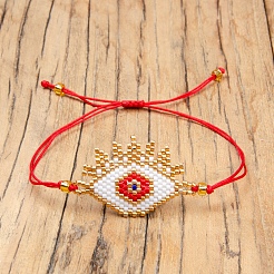 Браслет из стеклянных бусин с двойной кисточкой BJEW-A121-18B