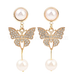 Латунные серьги-гвоздики с подвесками в форме бабочки&nbsp;EJEW-JE06461-01