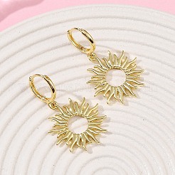 Серьги-кольца из латуни в форме солнца&nbsp;EJEW-H180-30D-G