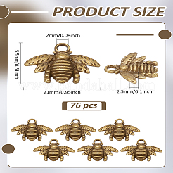76 шт. подвески в виде пчелы из сплава в тибетском стиле&nbsp;FIND-LP0004-29