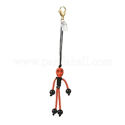 Anhänger-Dekorationen mit Skelett-Glassamen und natürlichem schwarzen Onyx und synthetischen türkisfarbenen Perlen im Halloween-Stil&nbsp;HJEW-MZ00284-05