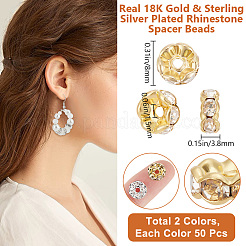 100 шт. 2-цветные латунные бусины-разделители со стразами KK-BBC0016-23B