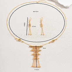 Комплект из латунных ожерелий и серег с геометрическим вырезом и бахромой для женщин EH0238