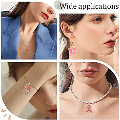 7 шт. 7 стиля октябрь розовая лента для осведомленности о раке груди латунные эмалевые подвески&nbsp;KK-BBC0020-36