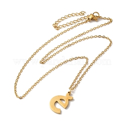 304ステンレススチールペンダントネックレス  文字L  文字e  15.75インチ（40cm）  ペンダント：19x12x1.5mm&nbsp;NJEW-H036-02G-E
