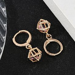 Латунные микропроволочные кубические серьги с цирконием EJEW-K300-09G