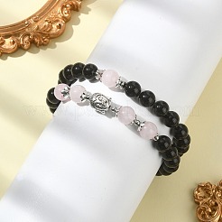 Bracelets de chaîne en perles d'onyx noir naturel pour femmes&nbsp;BJEW-TA00422