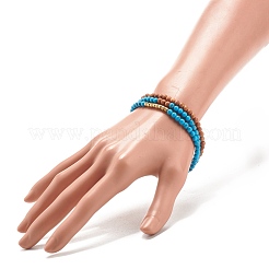 Ensemble de bracelets extensibles en bois naturel&nbsp;BJEW-JB07994