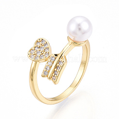 Латунные кольца-манжеты с микропаве и прозрачным цирконием для женщин KK-T074-02G