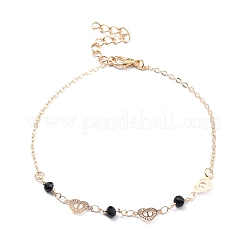 4 pz 4 cavigliere a catena in lega di stile con cuore&nbsp;SJEW-D009-05KCG