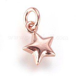 エナメル真鍮チャーム  スター  ホワイト  ローズゴールド  10x7x2mm  穴：3mm&nbsp;KK-G364-18RG-01