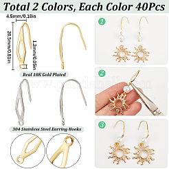 80 шт. 2-х цветные крючки для сережек из нержавеющей стали 304 STAS-SC0009-24