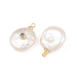 Подвески из латуни с микропаве из кубического циркония и натуральным жемчугом&nbsp;KK-Z146-07C-04