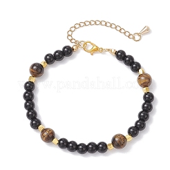 3 pulsera redonda de cuentas de ojo de tigre natural&nbsp;BJEW-JB12239