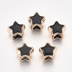 UVメッキアクリルヨーロッパのビーズ  エナメル  大穴ビーズ  スター  ライトゴールド  ミックスカラー  10.5x11.5x9mm  穴：4.5mm&nbsp;OACR-T005-91KC-0M