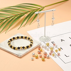 90шт 2 размера гальванические бусины из натурального вулканического камня G-FS0001-24