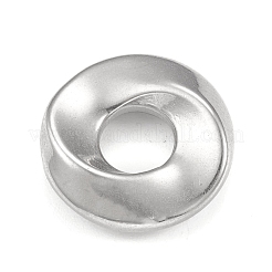 変色しない304ステンレススチールヨーロピアンビーズ  大穴ビーズ  ツイストフラットラウンド  ステンレス鋼色  16x4mm  穴：6mm&nbsp;STAS-F287-58P