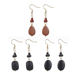 3 пара серег-подвесок из синтетического золота EJEW-JE06601