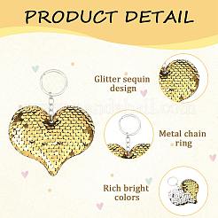 14 шт. 7 цвета ПВХ светоотражающие пайетки брелок в форме сердца подвеска&nbsp;KEYC-YW0001-27