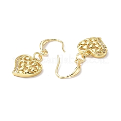 Orecchini pendenti con cuore in zirconi chiari&nbsp;EJEW-B017-03G