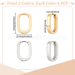6 пара сережек-колец Huggie Hoop из нержавеющей стали 304 двух цветов EJEW-UN0003-11