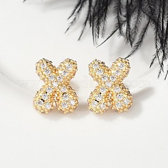 Boucles d'oreilles en laiton avec zircone cubique de micro pave&nbsp;EJEW-Z091-04G-X