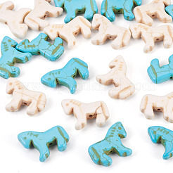 20 pièce de perles de cheval synthétiques teintées en turquoise&nbsp;G-TA0003-18B