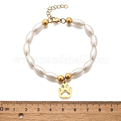 Браслеты с подвесками в виде отпечатков лап из нержавеющей стали 304 для женщин BJEW-C098-12G