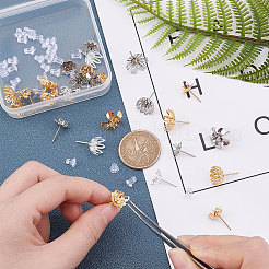 28 шт. фурнитура для сережек-гвоздиков из нержавеющей стали 304 в виде цветка STAS-UN0027-69