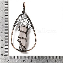 Большие подвески с двойным наконечником из натурального розового кварца G-Q015-01B