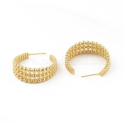 Серьги-гвоздики c-образной формы из латуни с реечным покрытием EJEW-C035-06G