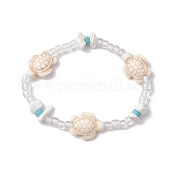 Stretch-Armbänder aus synthetischen Türkis- und Magnesitperlen&nbsp;BJEW-JB11672