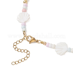 Летние пляжные ожерелья из натуральных белых ракушек и стеклянного бисера.&nbsp;NJEW-JN05855-01