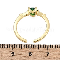 Кольца-манжеты из латуни с покрытием в форме сердца и микропаве из кубического циркония для женщин RJEW-M028-68G