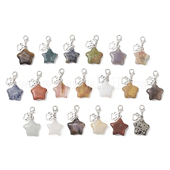 Decorazioni pendenti con pietre miste naturali e sintetiche a forma di stella&nbsp;HJEW-JM04667