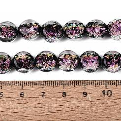 手作りの箔ガラスビーズ連売り  フラットラウンド  ショッキングピンク  10.5x5~7mm  穴：1~1.6mm  約40個/連  16.34~17.13インチ（41.5~43.5cm）&nbsp;FOIL-Q002-03E