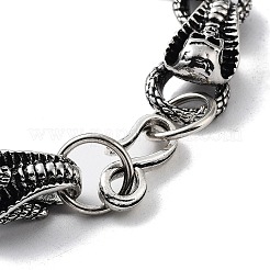 Braccialetti a catena a maglie di serpente con teschio in lega retrò per donna uomo&nbsp;BJEW-L684-009AS