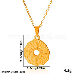 Женские ожерелья с подвеской в виде диска из нержавеющей стали 304 с текстурой и звездой KF7355-2